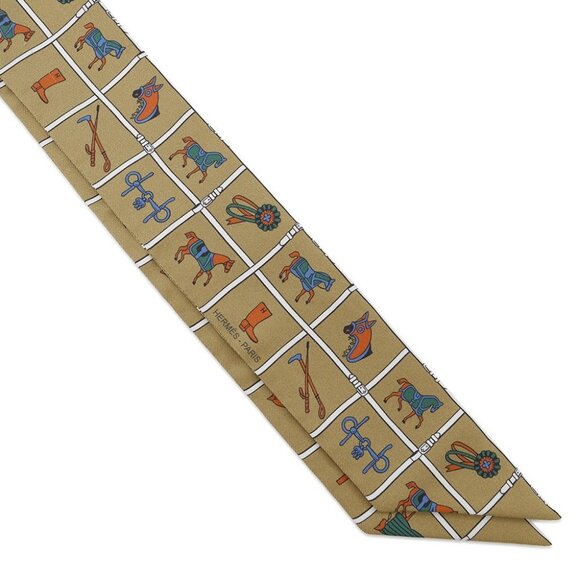 HERMES Twilly Couvertures et Tenues de jour Silk100% Mordre/Blanc/Blue - Picture 3 of 8